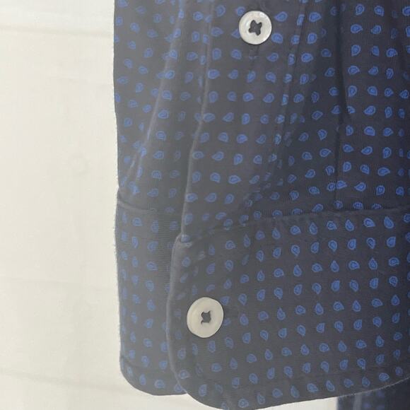 Cremieux Men's Classic Polo Shirt Size XL Black/Blue Polka Dot Long Sleeve - Picture 6 of 14